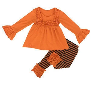 Custom children boutique clothing set baby girls ruffle clothes children wholesale halloween outfits for girls