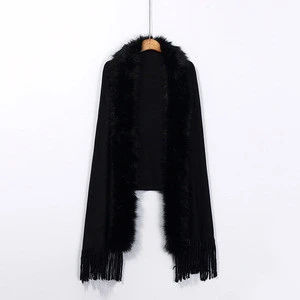 Custom fur collar Knitted Winter shawl