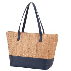Custom High Quality Blue Bag Portugal Purse Fabric Leather Cork Handbag