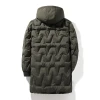 Custom hunting heated olive black long padding men&#39;s winter jackets coats with hood