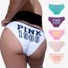 Custom Logo Womens 100% Organic Cotton Pink Comfortable Healthy Printed Words Panty Girls Cute Letter Print Underwear Panties
