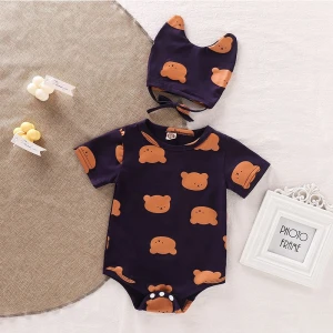 Custom Print Newborn Baby Clothes Short Plain Soft And Breathable Baby Romper Jumpsuits Organic Cotton Summer Baby Bodysuits