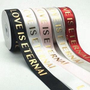 Custom silk stain ribbon with logo packaging for flower boxes,print ribbon package for gifts