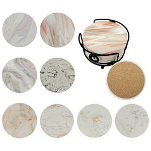 Custom Top Quality Stone Design 6pcs Absorbent Ceramic Coaster Cup Mat Coffee Drink Mug Pad