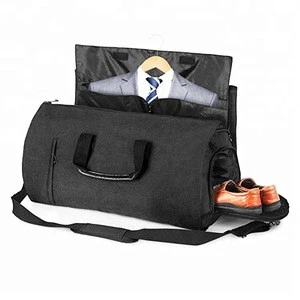 Custom travel carry-on suit bag 2 in 1 zip garment bag foldable with shoe Compartment