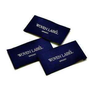 Customized Garment Clothing Straight Cut Centerfold Woven Labels Shirt Tags Labels Woven Loop Fold Label