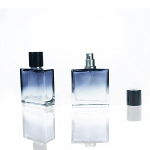 Customized Wholesale 50 ml 18mm screw neck glass gradient perfume bottle with gold cap fine sprayer