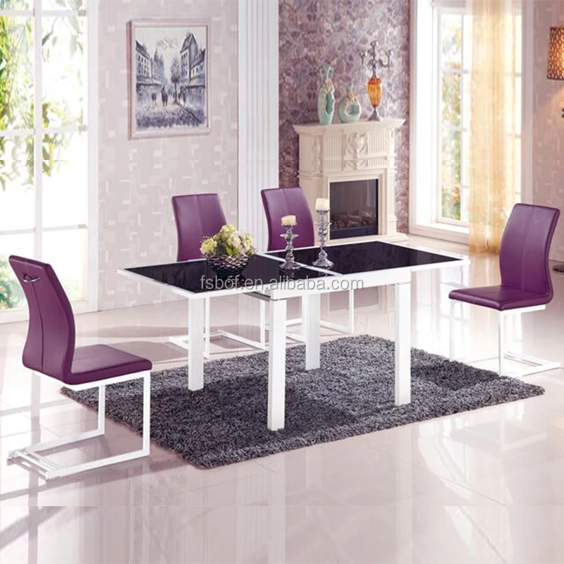 danish modern dining room furniture 10 seater blue black tempered glass top dining table GD020