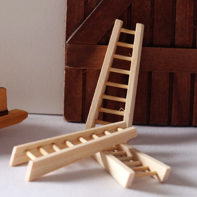 Dollhouse  Western Fairy Door Accessories Miniature Furniture Plain  Wooden Wall Ladder