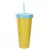 Import Double layer 640ml large capacity plastic water cup, solid color can be customized logo plastic straw cup from China