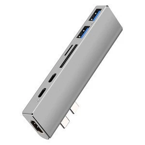 Double USB 3.1 Type-C HUB With RJ45 adapter TF SD Card Reader to usb Type C To usb hub for Macbook Pro 2018