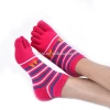 Eco-Friendly wholesale cotton striped women socks cute little feet pattern five finger socks