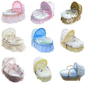 Embroidery Baby Moses Basket set with various designs