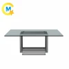 European design popular style simple household glass top stainless steel dining table
