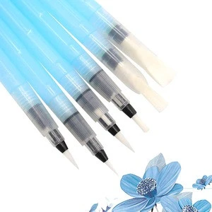 Eval 6Pcs Large Capacity Refillable Water Paint Brush Set Different Shape Soft Calligraphy Brush Drawing Pen Art Supplies