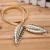Import Exquisite fashion metal leaves women girls elastic stretch waist belt high quality chain belts for clothes dress decoration from China