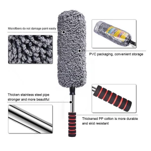 Extendable Long Reach Handle Microfiber hand Feather Powder Car duster with extension pole