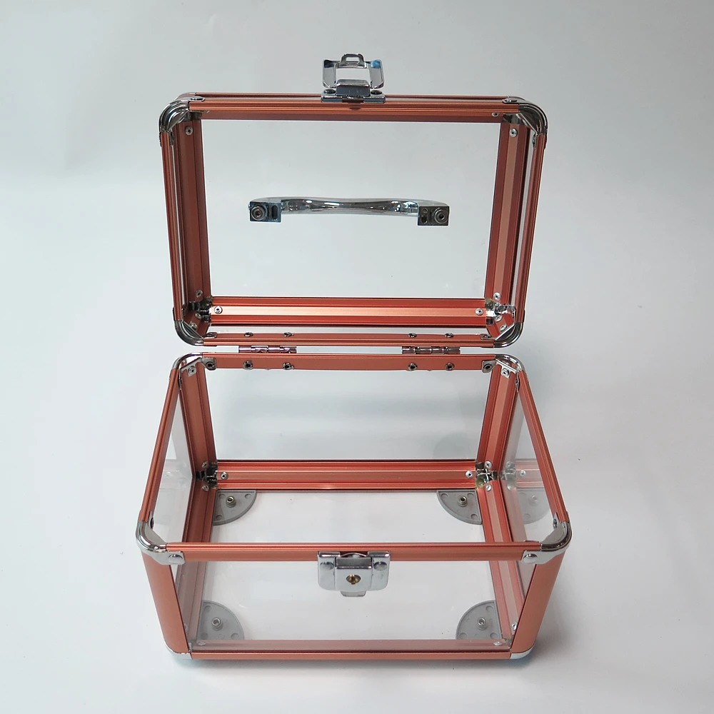 factory direct sale ALUMINUM ORGANIZER TRANSPARENT MAKEUP BOX ACRYLIC COSMETIC CASE acrylic cosmetic case acrylic makeup box