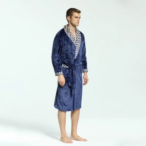 Factory Direct Sales Men Knit Fleece Fur Gown Sleep Wear Bathrobe