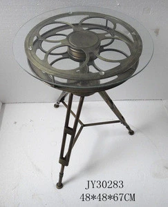 Factory industry iron and glass living room coffee table in stock for sale