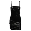 Factory Price High Quality Lady Leather Dress Hot Sexy Club Strapless Mini Bodycon Dresses