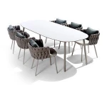 Factory Price HOT Selling Royal Hotel rope dining set patio furniture balcony dining table and chair garden outdoor furniture