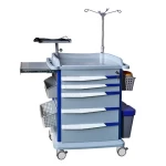 Factory sale direct abs plastic steel hospital furniture medical emergency trolley with drawers