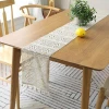 Factory universal retro cotton fancy white flower lace table runner for rectangle tables