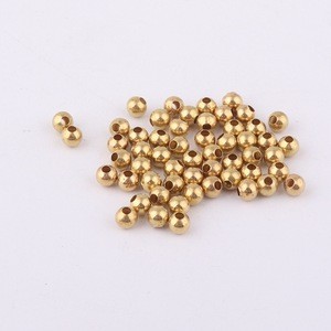 factory wholesale gold color 3mm brass metal hollow beads for jewelry accessories