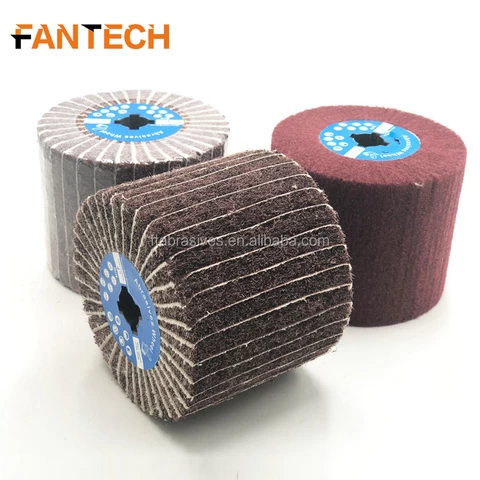 FANTECH Non Woven Flap Wheels Abrasive Interleaved Flap Wheel Drum With Keyhole Arbor