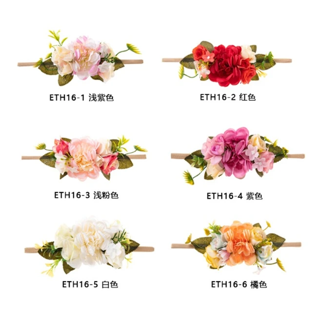 Fashion creative simulation color flowers childrens hairband travel photo photo baby hair accessories