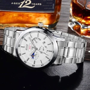 fashion luxury quartz waterproof  gift watch double calendar men wristwatch