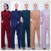 fashion modest jumpsuit pleated long sleeve pearl european style silkyfabric casual clothes islamic clothing for women