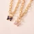 Import Fashion purple pink crystal butterfly pendant personality pearl necklace personality double chain design clavicle chain female from China