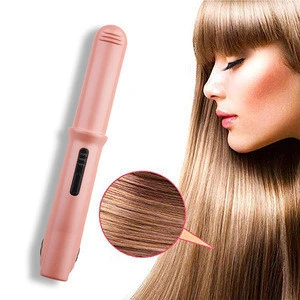 Flat Irons Wholesale Private Label USB Mini Portable Cordless Wireless Hair Straightener Dry Hair Curler Straight fer a lisser