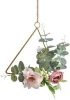 Floral Hoop Wreath Set of 3 Artificial Clematis with Tea Rose Flower Hanging Wall Hoop Garland For Wedding Front Door Decor