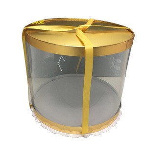 Foodgrade PET Clear round wedding cylinder clear plastic cake packaging boxes with lids