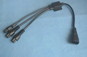Foot Three Way Splitter Cable - C14 Plug to 3x C13 Connectors - 16/3