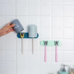 Free Punching Wall Mount Hook Hanging Bathroom Toilet Strong Stick Hook Toothbrush Holder