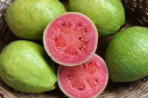 Fresh Guavas, berries, cherries, banana, Papaya, avocado, oranges, apples, grapes, mangoes, lemons, pineapples, and vegetables