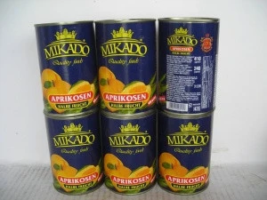Fresh pack Mikado canned apricots halves in light syrup