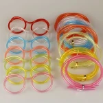 Fun Soft Plastic Straw Glasses Flexible drinking straws Tube tools Kids party Bar supplies accessories for baby Birthday Party