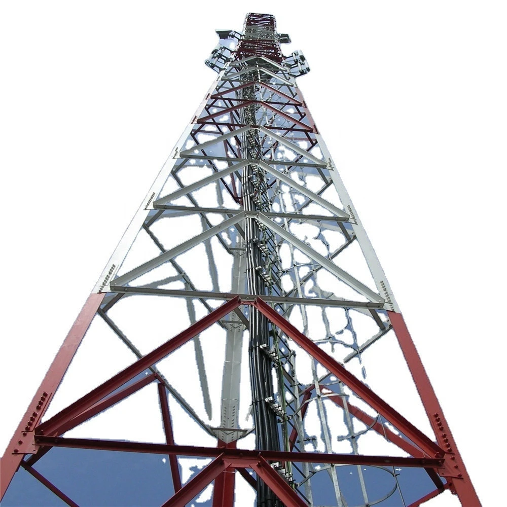 Galvanized Legged 4G Microwave Cell Phone Radio Triangular 3-leg Lattice Steel Telecom Antenna Communication Tower Mast