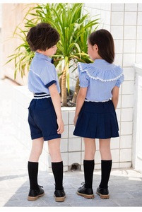 girls&#39; school uniform/ kid summer clothing set