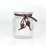 Glass jar supplier kitchen use 10oz 300ml wide mouth clear airtight glass food storage jar with wooden lid