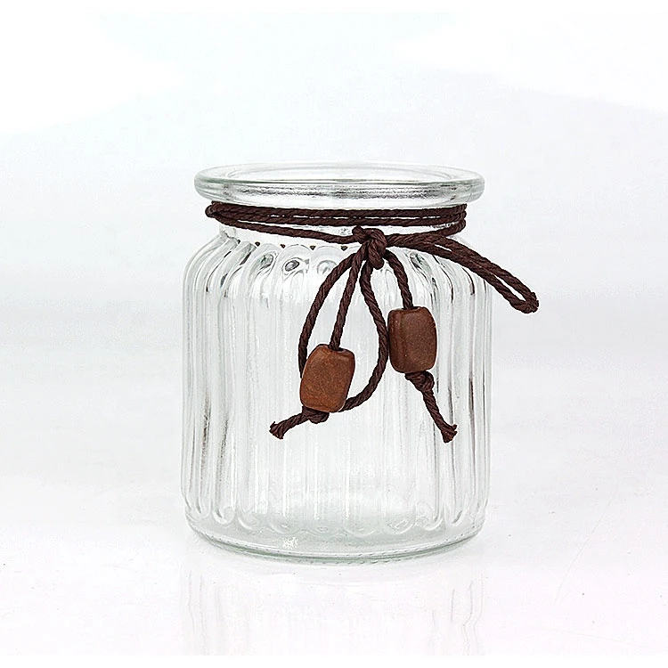 Glass jar supplier kitchen use 10oz 300ml wide mouth clear airtight glass food storage jar with wooden lid