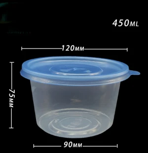 Good quality 360/450/550/600/800/1000/1200/1250ml transparent disposable round plastic food container with lid