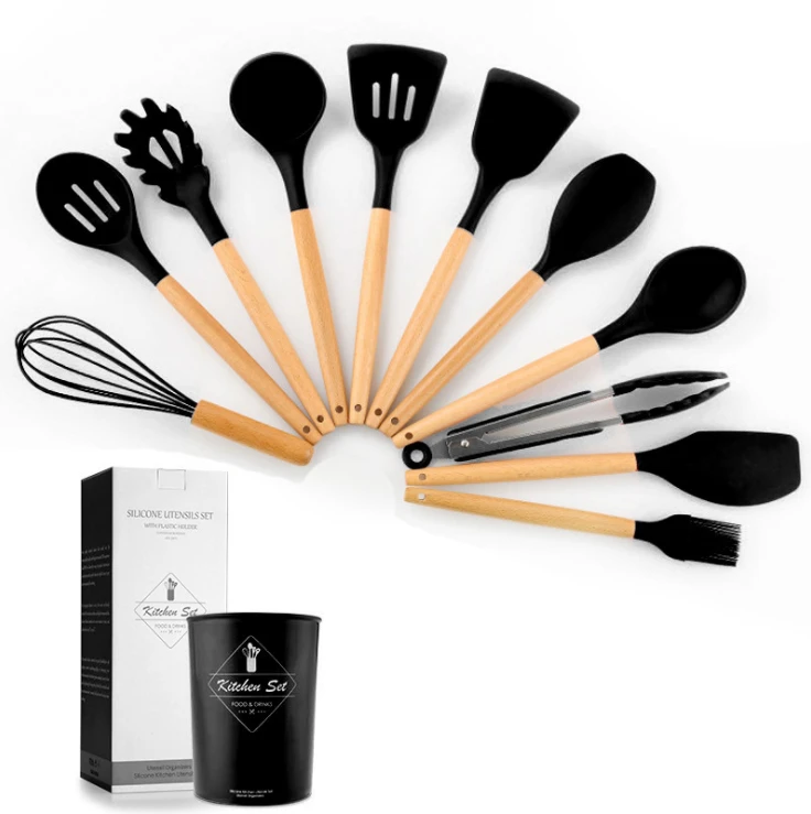 Good Quality Durable Silicon Cooking Tools Kitchenware Spoon Spatula Set