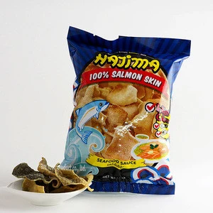 Hajima Smoke Salmon Skin Snack Chips 100% Fish Snack From Thailand