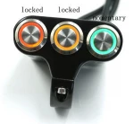 Handlebar Mount Switch 22mm Motorcycle Switch Headlight Hazard Brake ON- OFF Aluminum Alloy with Indicator Light